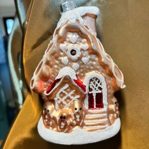 Chritmas Ornament Gingerbread House Glitter Glass Snow St. Nicholas Square